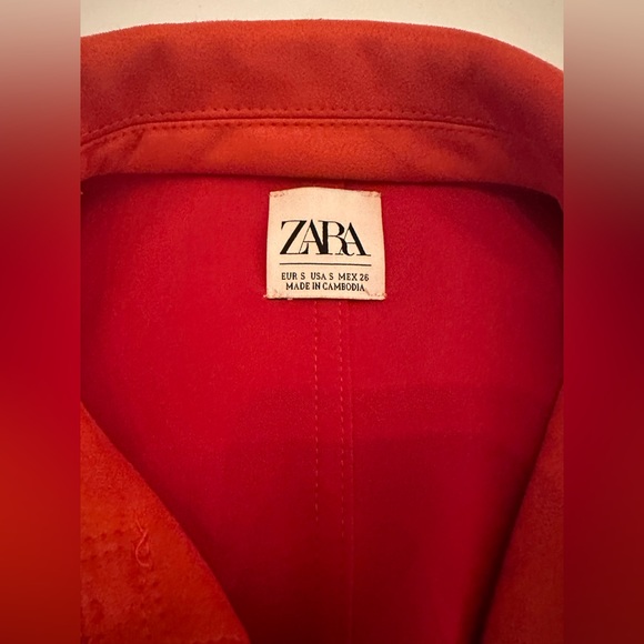 Zara Faux suede red/orange duster coat - Picture 3 of 4